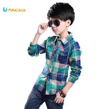 Рубашки для мальчиков клетчатая рубашка Лидер продаж, одежда для мальчиков, одежда для От 4 до 13 лет, рубашка для детей, хлопковая детская одежда