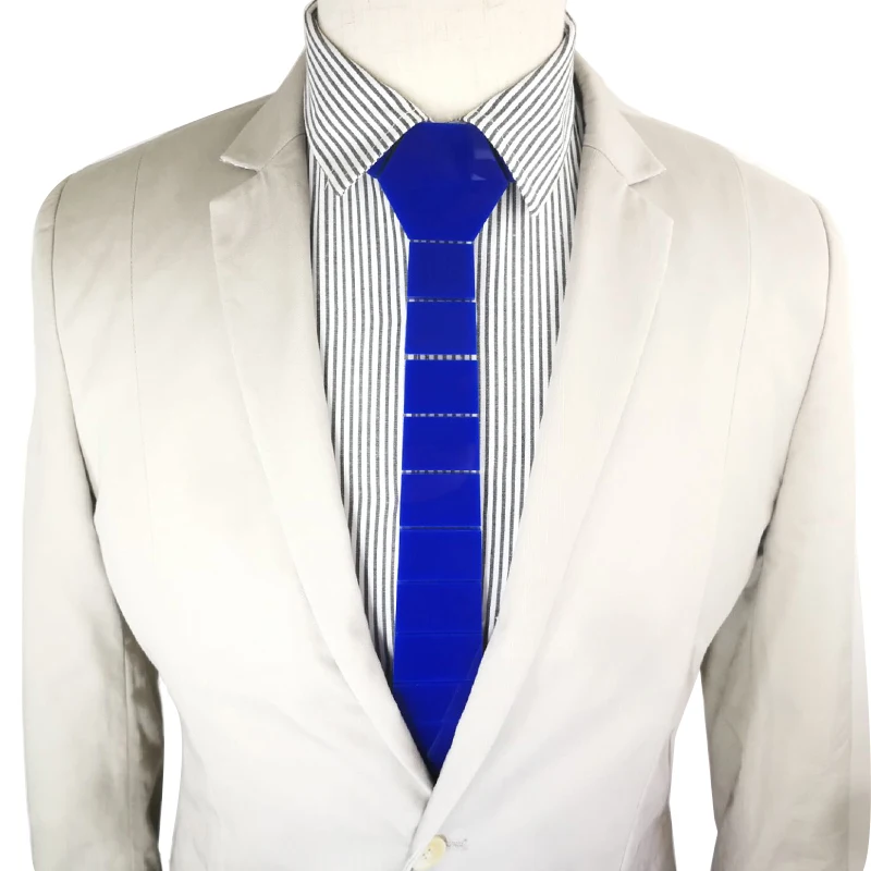 Электрические синие широкие полосатые Акриловые тонкие галстуки, модные глянцевые синие галстуки, лидер продаж, Подарочный костюм, галстуки для игр, модный аксессуар