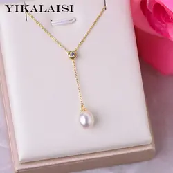 YIKALAISI 925 пробы Серебряный Натуральный Подвески с пресноводным жемчугом Jewlery для женщин 8-9 мм Жемчуг Размер белый розовый фиолетовый черный