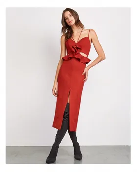 

spaghetti strap hollow out v- neck backless slit sexy club hot sale new style bandage celebrity body con dresses wholesale