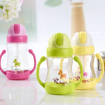 

350ml Cartoon Infant Learning To Drink Cup Handle Strap Children Cups Straw Bouncing Kettle Feeding For Newborn 2019