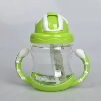 

320ml Baby Bottle Kids Cup Silicone Sippy Children Training Cups Cute Baby Drinking Water Straw Handle Feeding Bottle 2018