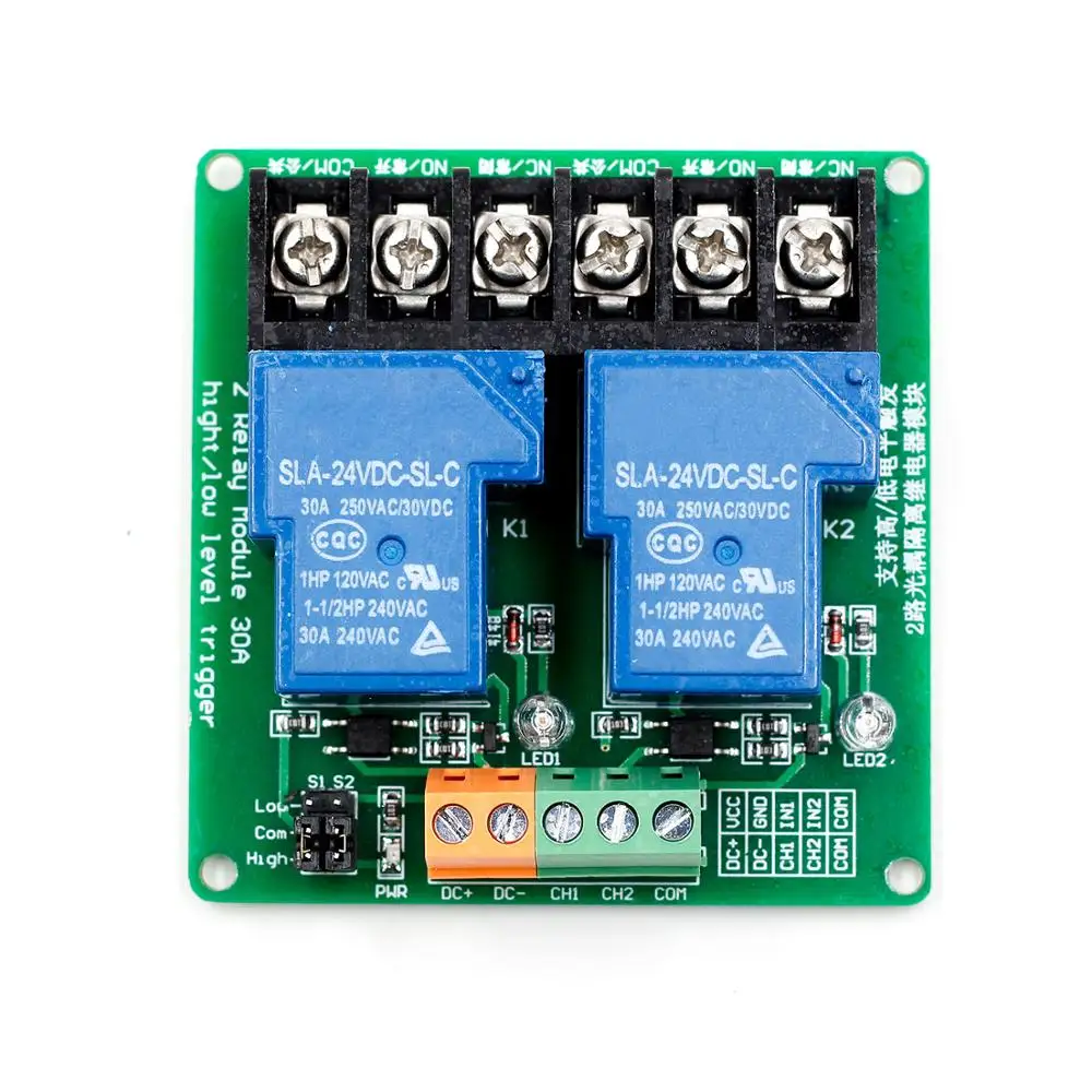 2 полосная 30A высокого и низкого уровня триггерный релейный модуль 5V