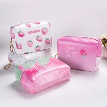 1 шт. милый держатель для карт клубники для женщин Новая мода женский кожаный Органайзер для макияжа держатель для заметок