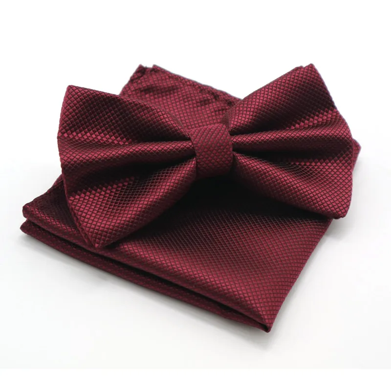 Роскошный комплект из 2 предметов, мужской однотонный Карманный квадратный бант-галстук, регулируемый носовой платок, галстук-бабочка, набор для свадебной вечеринки в клетку - Цвет: SEB02-20