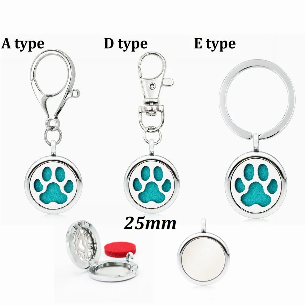 

Cute animals dog cat bear paw Silver Essential Oil Diffuser Keychain DIY Balls Hero 25mm Aroma Locket Key Ring fit pet collar