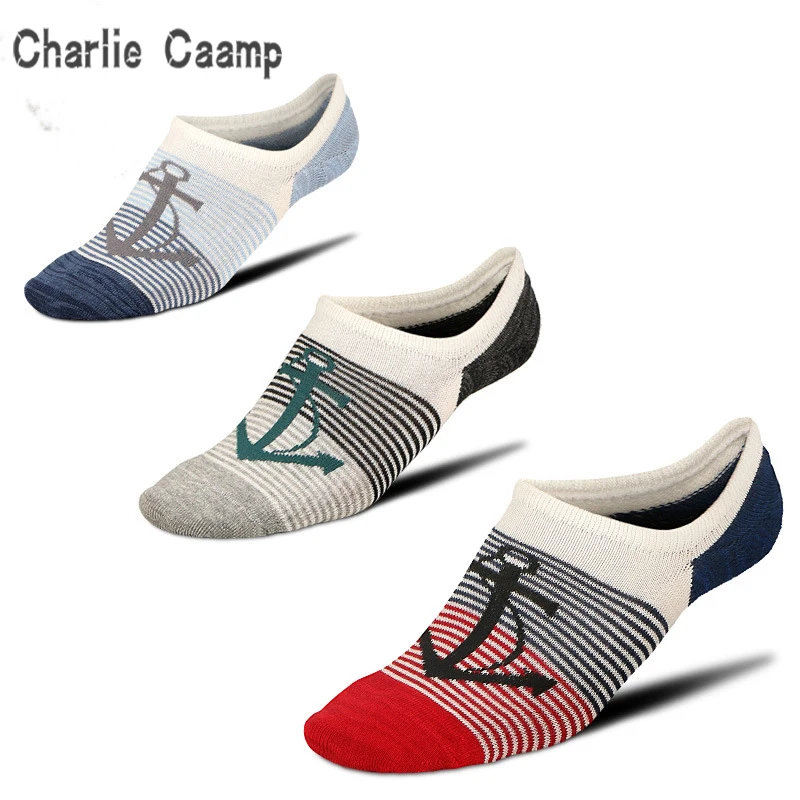

Charlie Campp 2018 New Spring And Summer Hot Mesh Hole Breathable Pirate Ship Pattern Stripes Decorative Men's Socks
