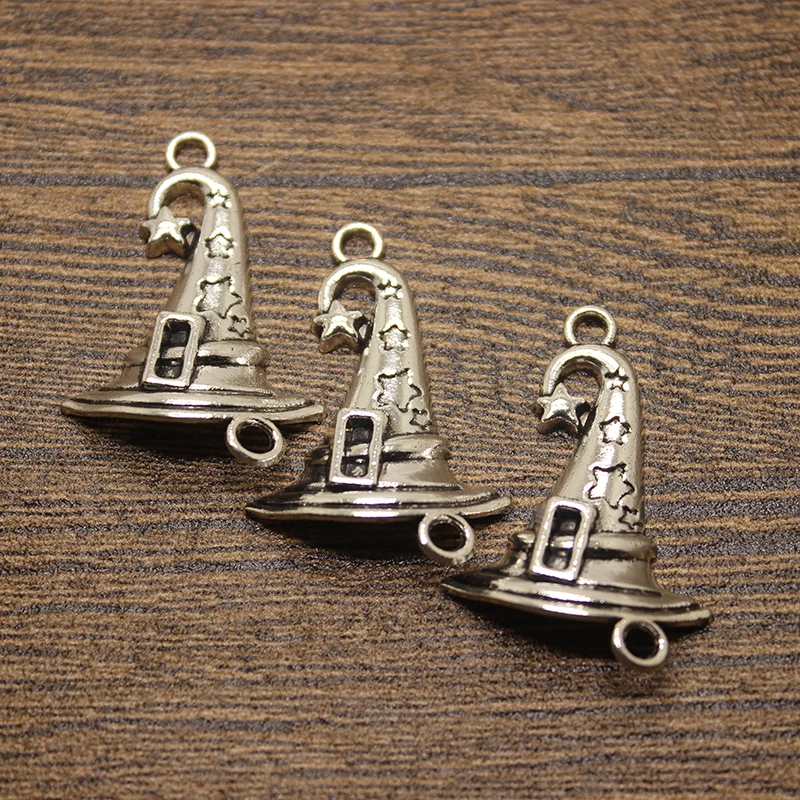 Buy 6pcs 36x27mm Witch Wizard Hat Charms Antique