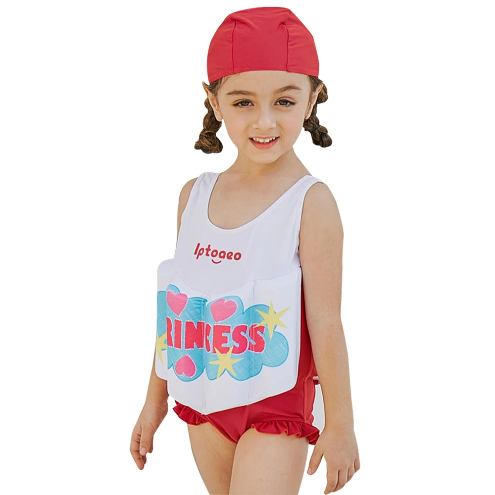 SABOLAY 2018 Girls Buoyant Swimming Suits with Hat Children One piece