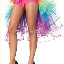 Новая женская разноцветная пышная балетная юбка-пачка из органзы с радужным хвостом, юбка для Хэллоуина, праздничный костюм, юбка для косплея