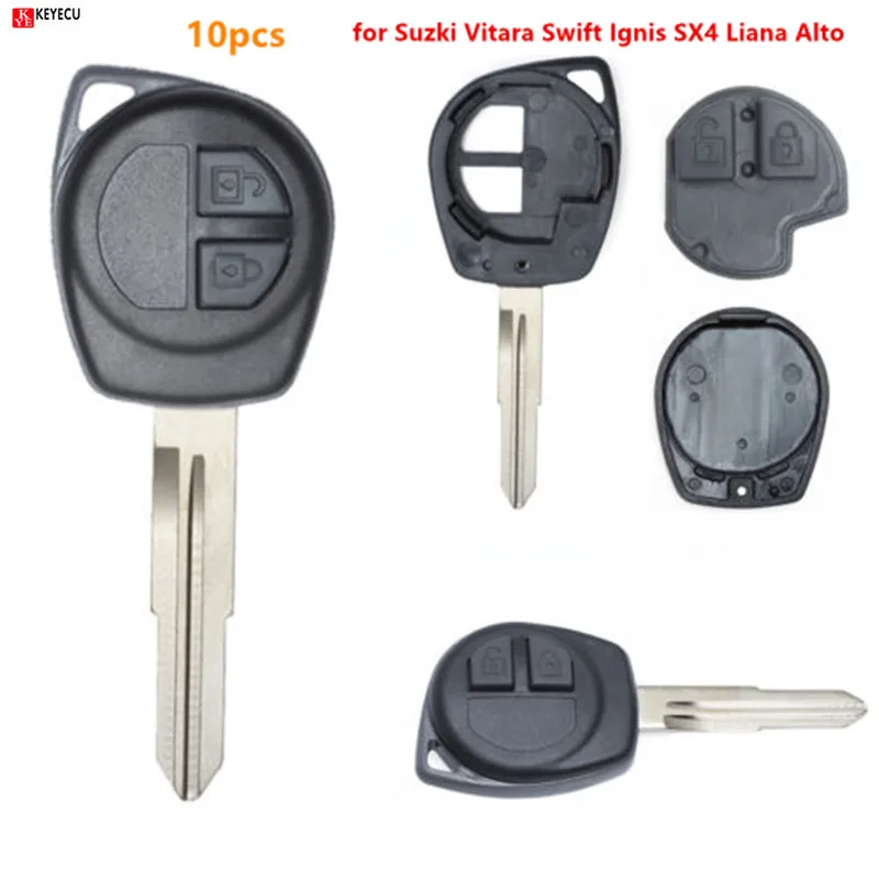 KEYECU 10pcs/lot Brand New 2 Button Replacement Shell Remote Key Case Keyless Entry Fob for SUZUKI Swift SX4 Liana &amp Aerio | Автомобили