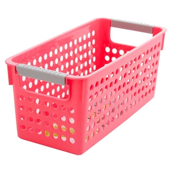 

Japanese-style Stackable Plastic Storage Baskets/Bins Organizer Fruit Toys Clothes Glove Box Debris Storage Basket (red)S:29 x