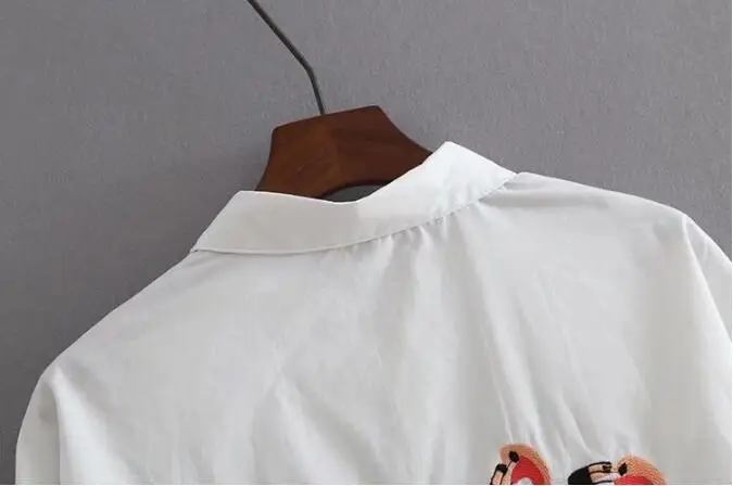 Блузка женская белая с длинным рукавом и отложным воротником|embroidery shirt|blouses topslong