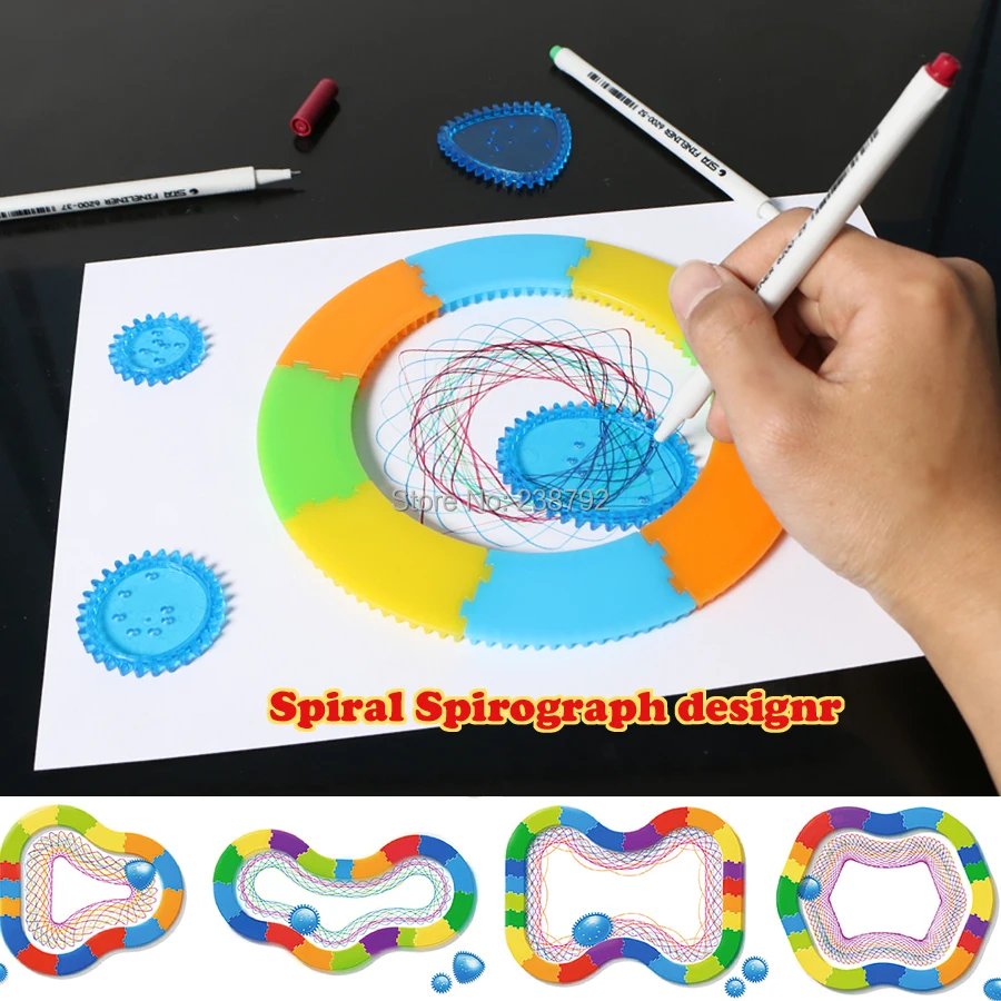 

Spiral Spirograph Design Interlocking Gears & Wheels Drawing toys set 31 Accessories Creative educational Drawing Toys For kids
