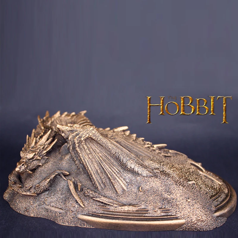 

LOTR The Hobbit The Desolation of Smaug Dragon Resin Statue Kawaii Christmas Sculpture Free With Ring
