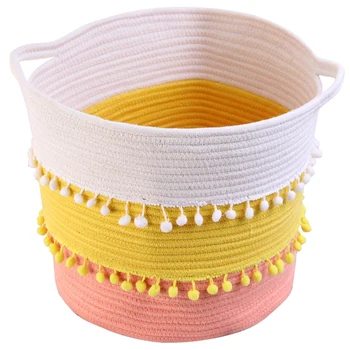 

New Foldable Nordic Style Environmentally Friendly Material Cotton Thread Laundry Basket Toy Clothes Sundries Storage Basket