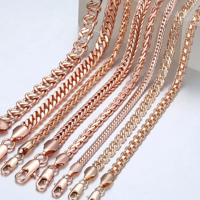 Rose Gold Chain Necklace Women  Rose Gold Chain Necklace Men - Necklace  Women 585 - Aliexpress