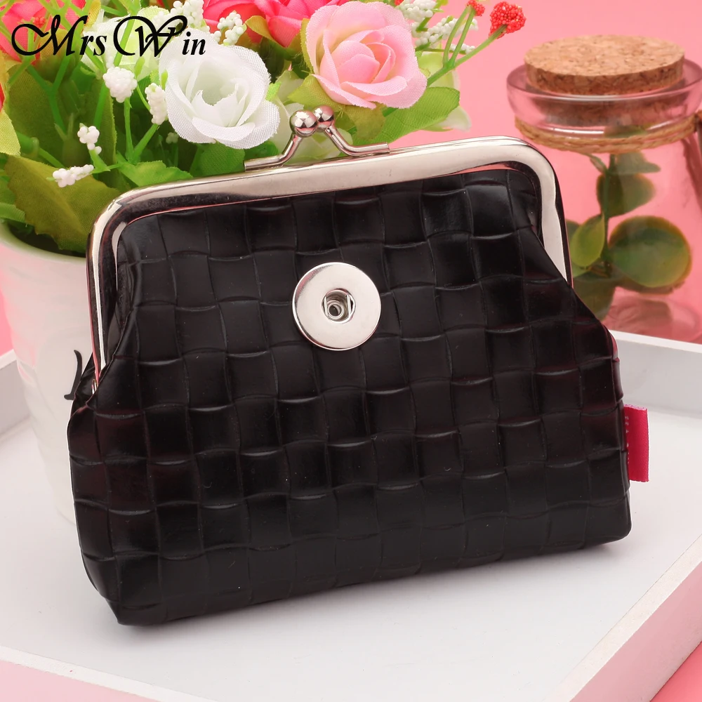 New Snap Jewelry Snap Button Bag Pu Leather Snap Coin Purse Wallet for