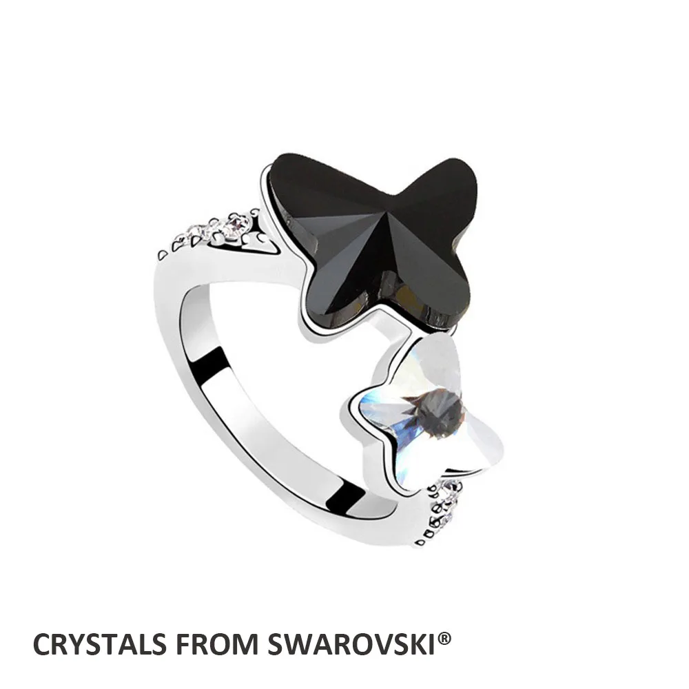 

2015 Hot sale Fashion butterfly ring With Crystals from SWAROVSKI 3 colors available good for Christmas gift