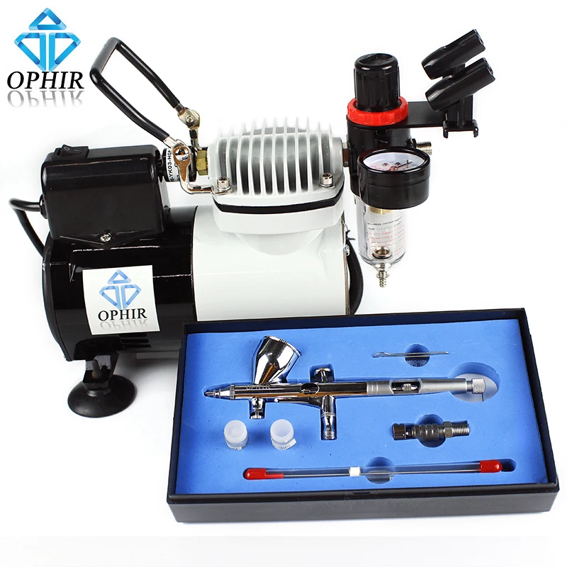 2017 OPHIR Professional 3 Tips Airbrush Kit with High Performance Air