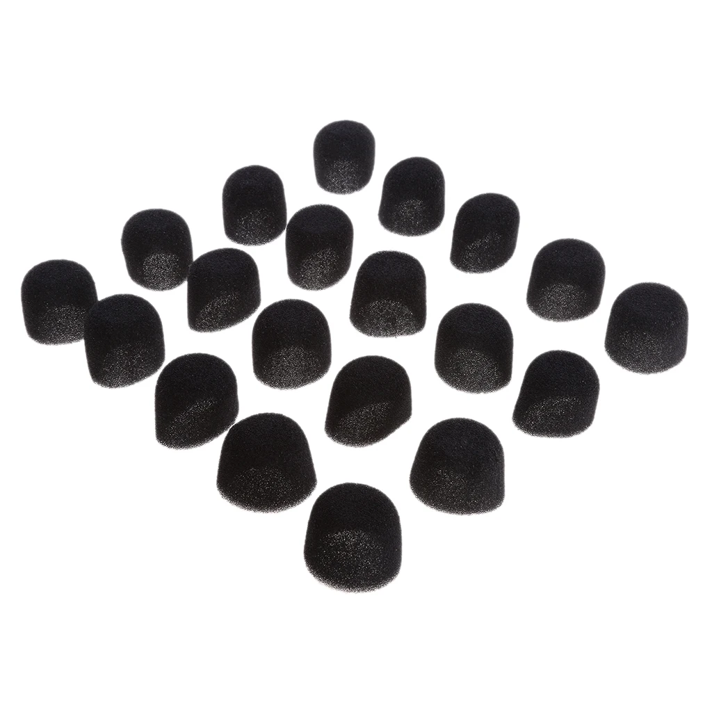 20Pack Ball Type Handheld Stage Karaoke Microphone Windscreen Foam Cover Caps 3cm Diameter Black