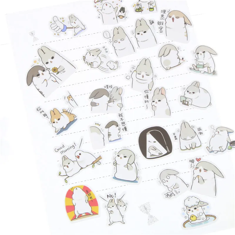 40pcs Kawaii Chubby Rabbit Pet Sticker Notebook Diary Decor Toy SchoolSupplies P 