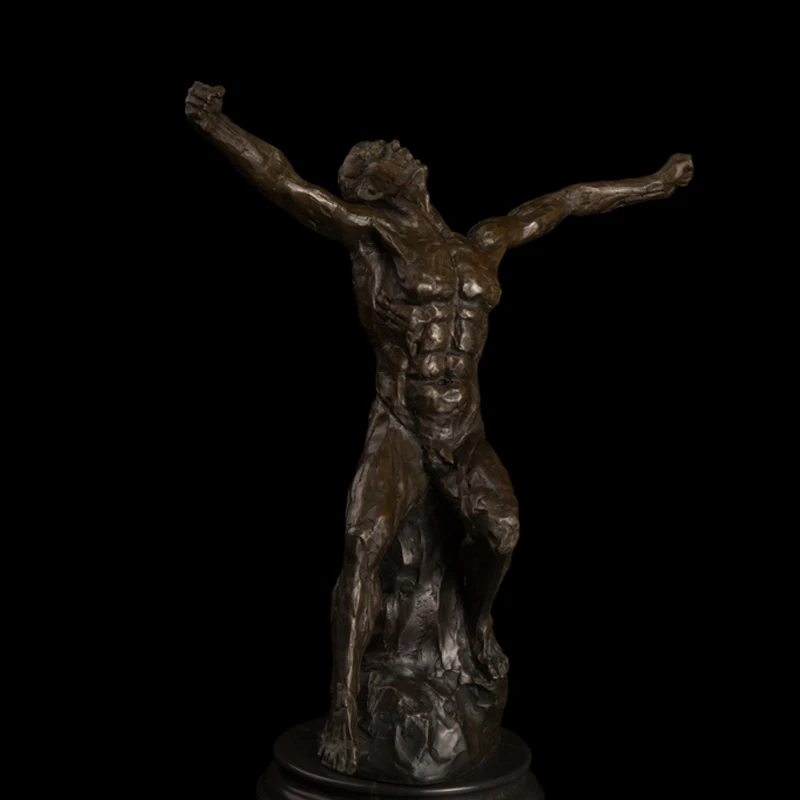 

Arts Crafts Copper Modern Abstract Art Bronze Sculpture Nude Man Body Art Statue Anger Figure Art-Studio Decoration Furnishing A