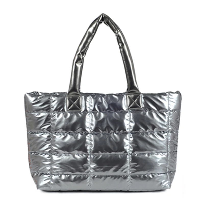 

018 Winter Warm Women Tote Bag Down Female Shoulder Bag Space Cotton Bale Handbag Feather Padded Lady Shoulder Sac A Main