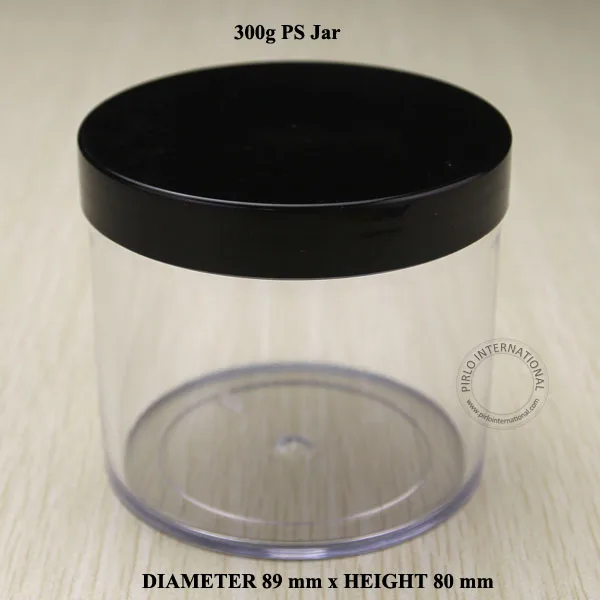 

2pcs/lot Free Shipping 300ml Empty Plastic Cream Jar 300g Cosmetic Containers 10oz Packaging Bottle Clear Sample Case Black Lid