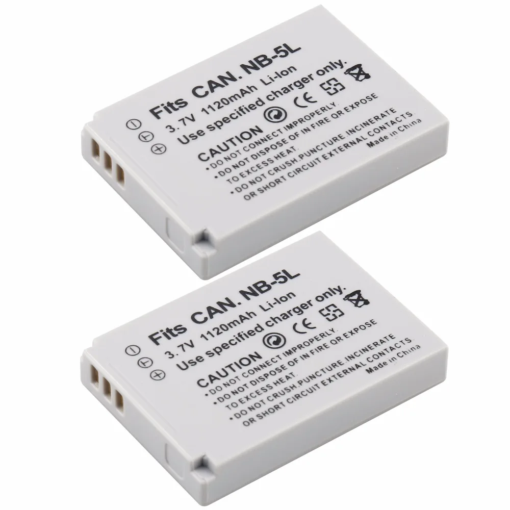 2Pcs Probty Nb-5L Nb 5L Batteria Per Canon Powershot S100 S110 Sd790Is Sd850Is Sd870Is Sd880Is Sd890Is Sd970Is Sd990Is Sx200Is