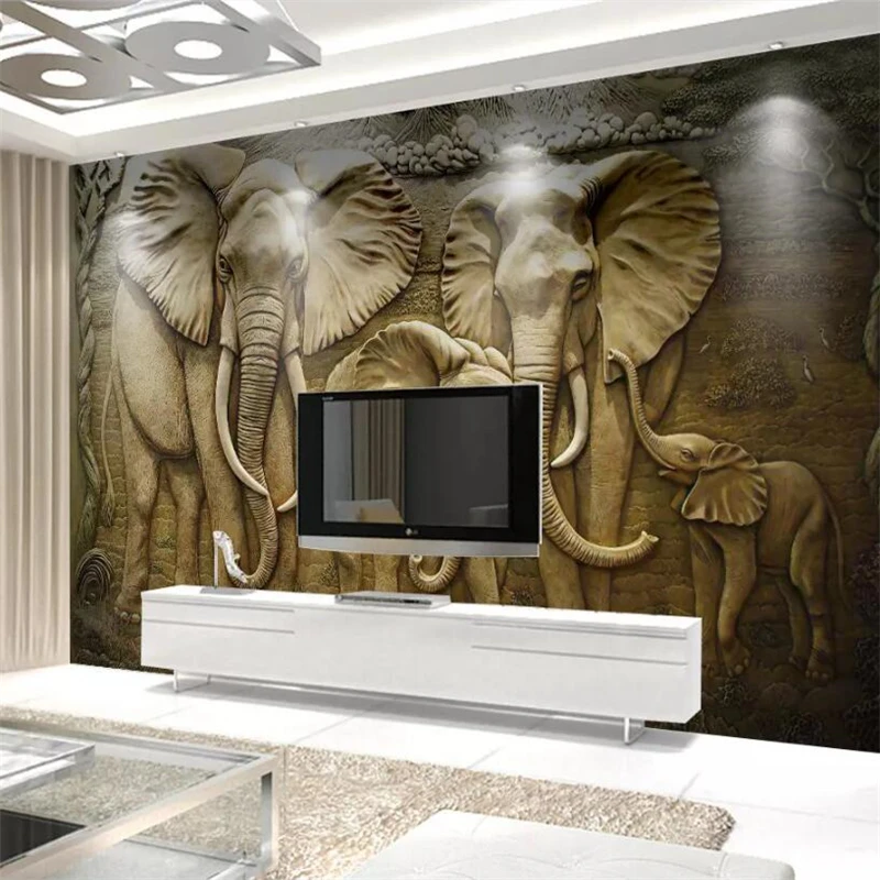 

beibehang Custom wallpaper 3d wall papers home decor photo mural papel de parede 3D gold embossed elephant background wall paper