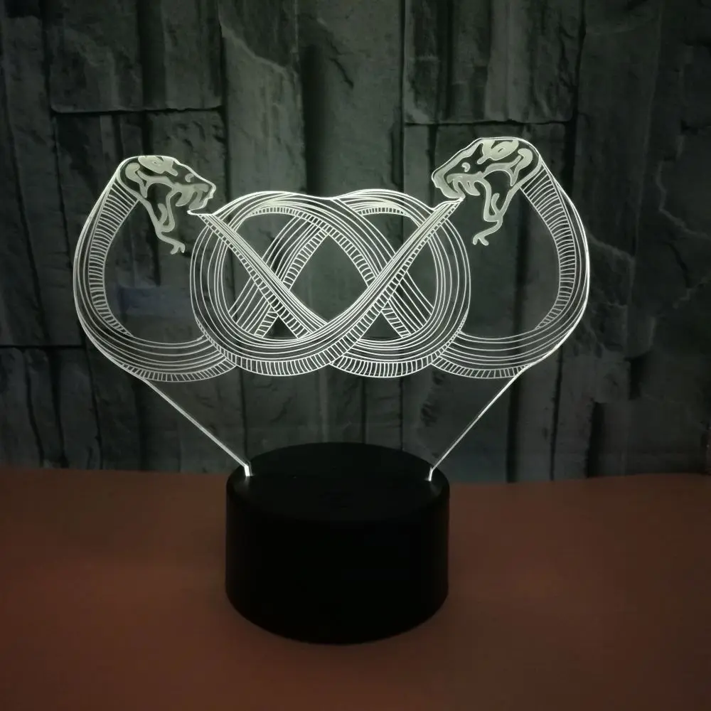

Snake 3d Nightlight 7 color Touch controlled Remote Table Lamps For Living Room Home Decoration Creative 3d Illusion Table Lamp