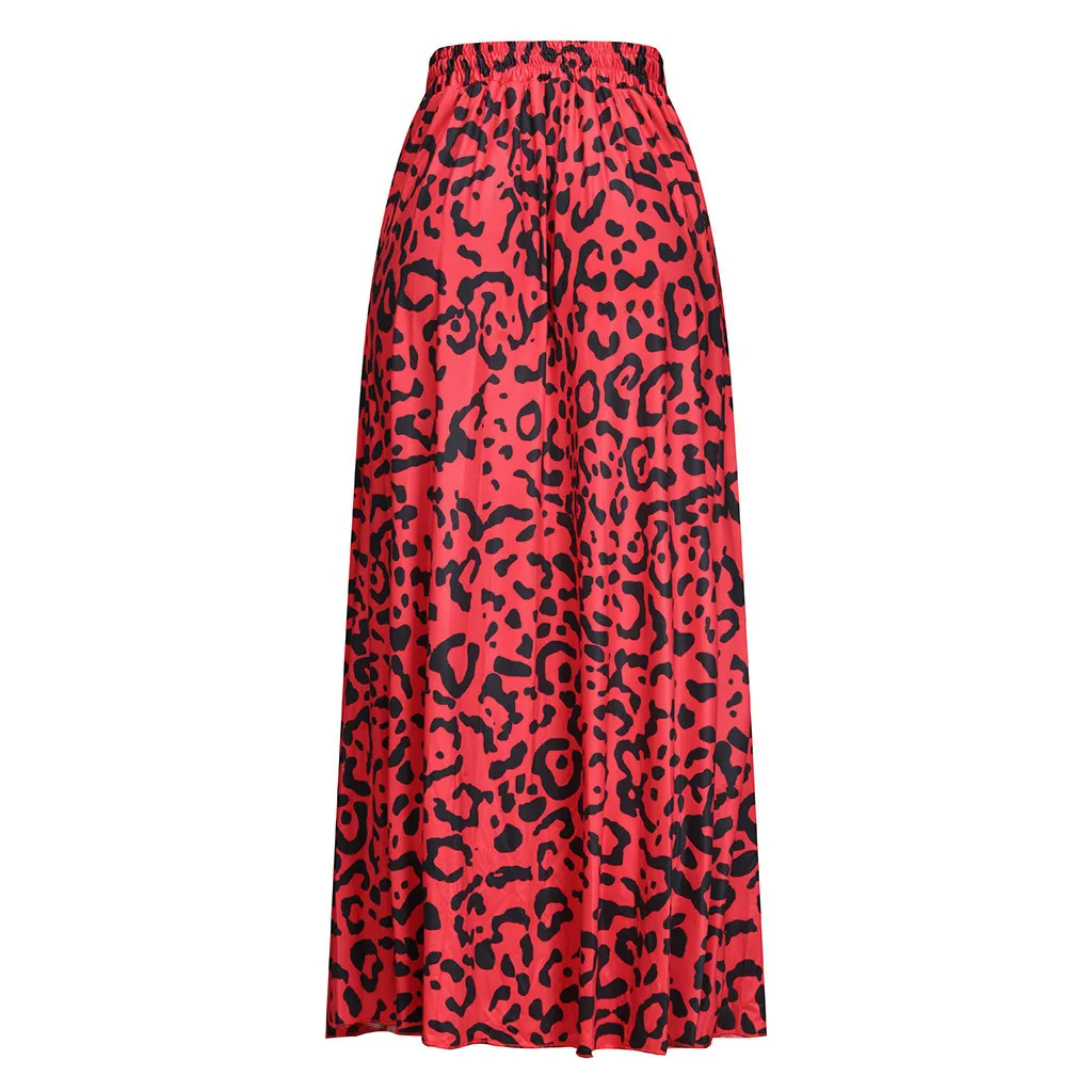 Богемные женские с леопардовым принтом длинные плиссированные юбки длинные для женщин rawstring плиссированные Высокая талия длинная юбка