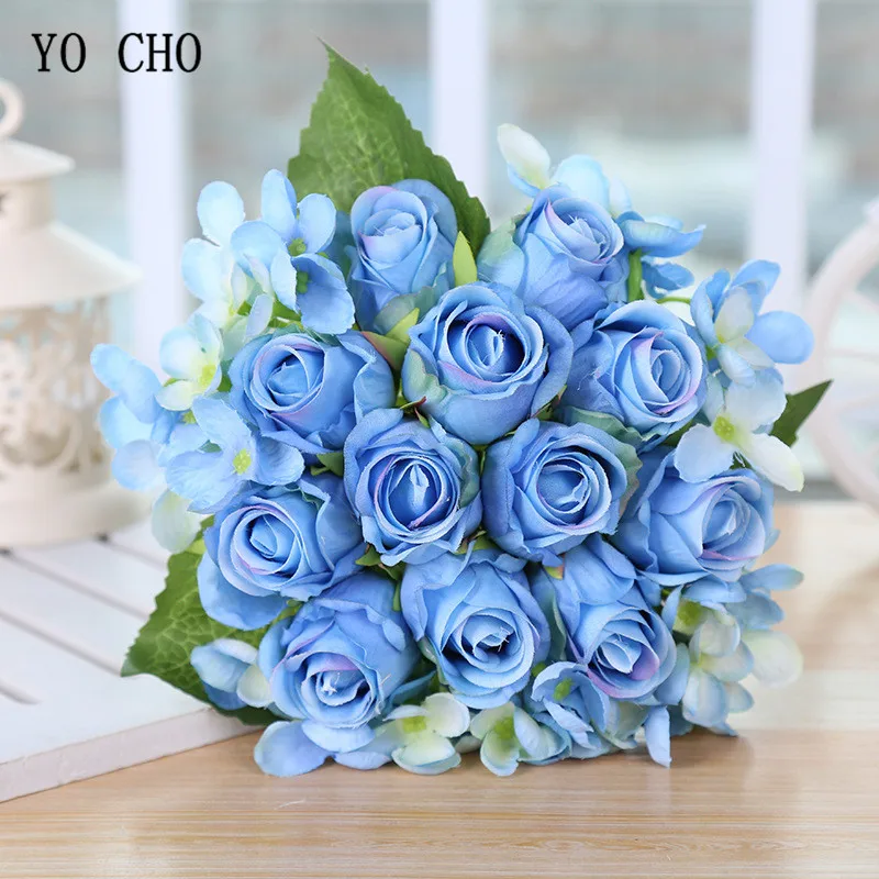 blue rose peony hydrangea silk flower bouquet