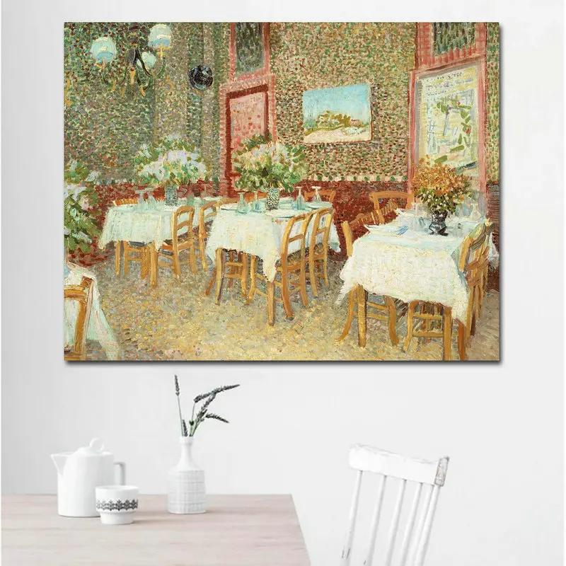 Самоотверженный Венсан Ван Гог Ирисы печать пейзаж живопись искусство на camvas картина маслом без рамки - Цвет: Interior of a Restau