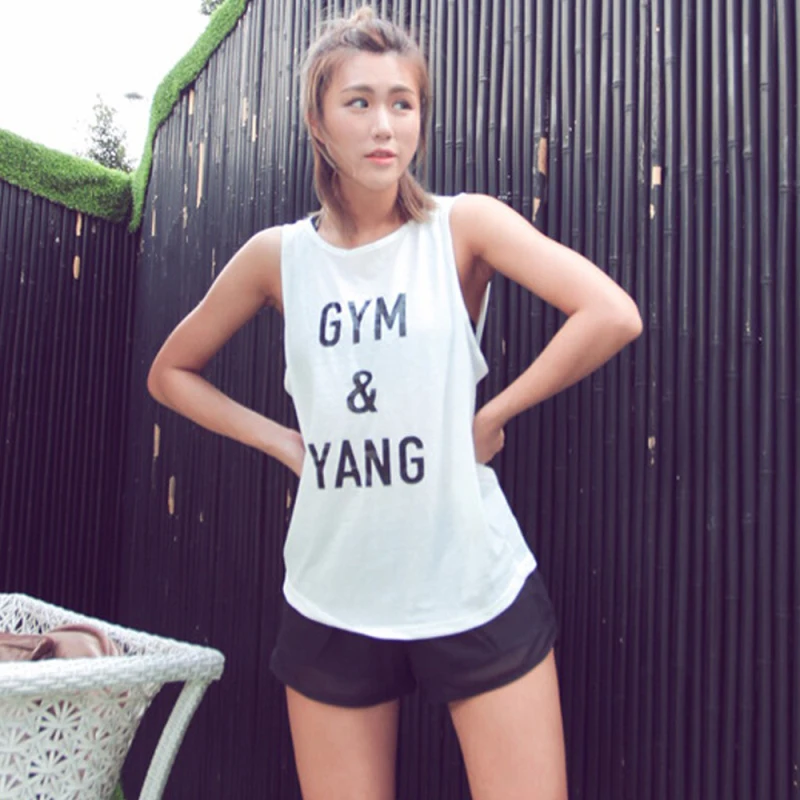 

Summer Sexy Letter Print Women Tank Tops Female Dry Quick Loose Fitness Vest Singlet for Exercise Women's Workout T-Shirts
