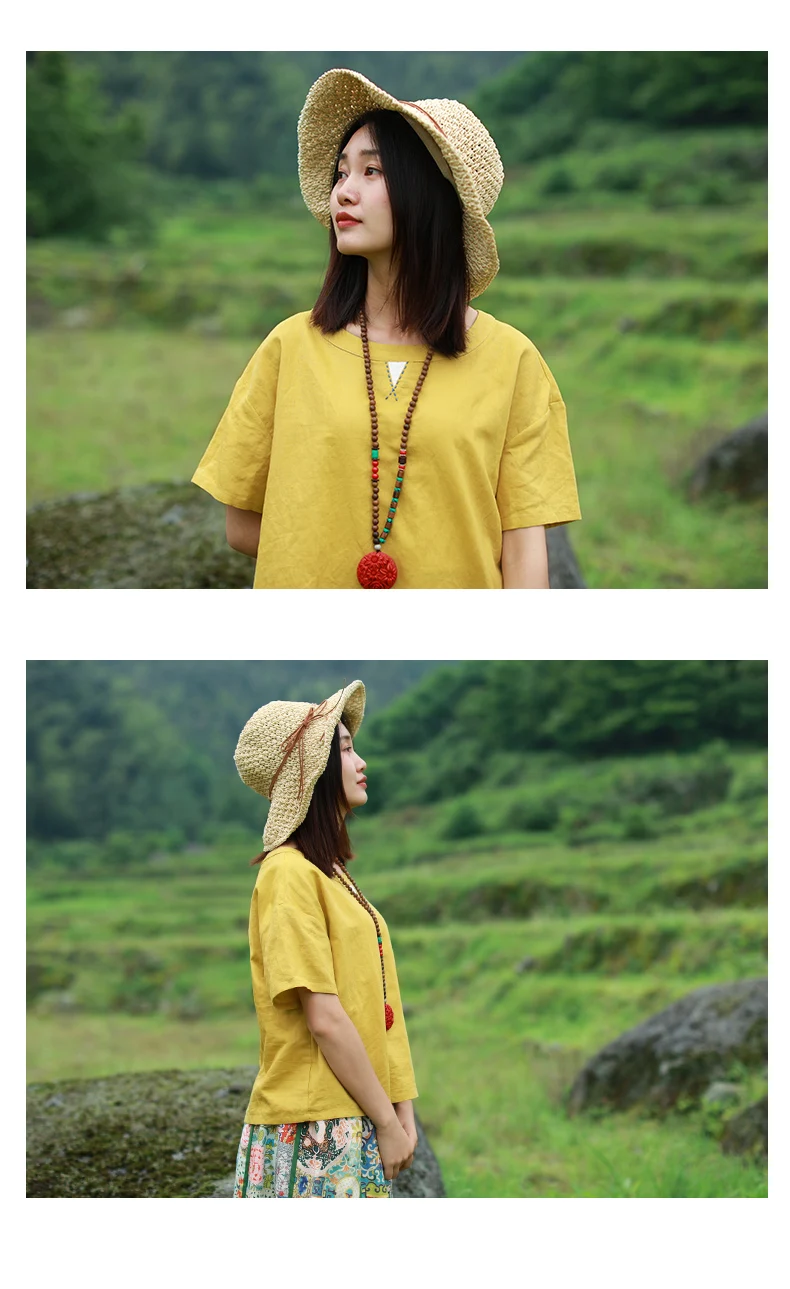 LZJN Women Tops Blouses 2019 Summer O Neck Short Sleeve Cotton Linen Shirt Casual Loose Work Blouse Retro Party Top Blusas  (14)