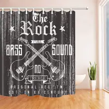 Эскиз рок полный Бас Звук векторный с перекрещенными гитары занавеска из полиэстеровой ткани Ванная комната декор занавес для ванной s