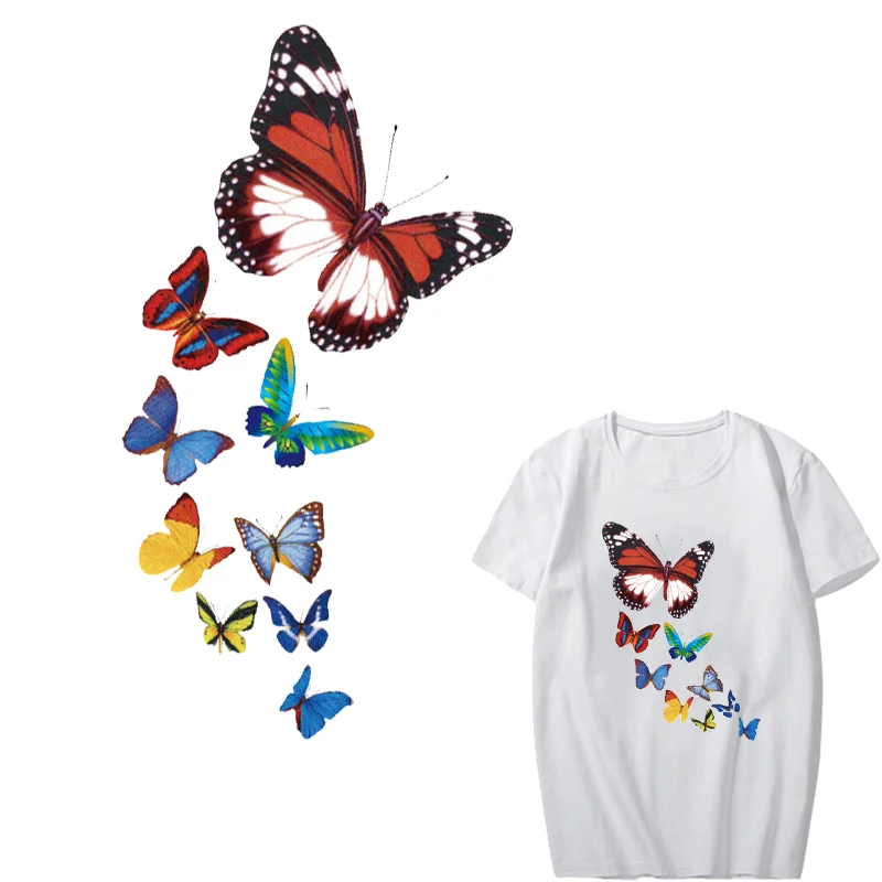 

Iron on Butterfly Patches for Clothing DIY T-shirt Applique Heat Transfer Vinyl Ironing Stickers for Clothes Thermal Press