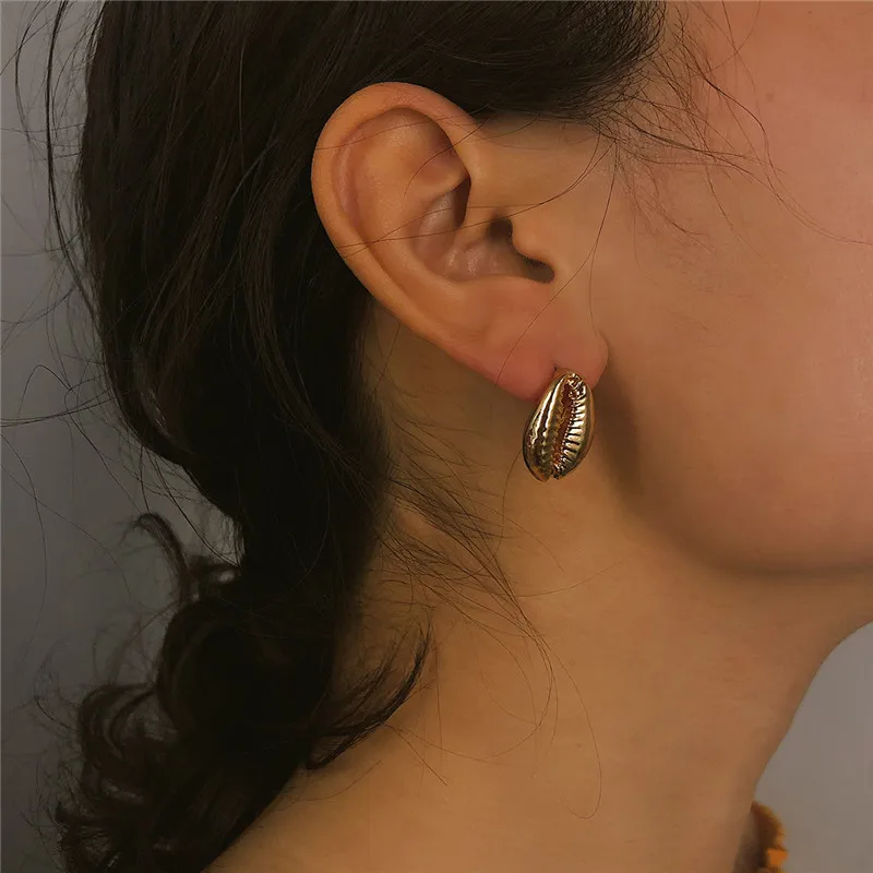 

Boho Summer Shell Stud Earrings for Women Vintage Bohemia Gold Silver Short Long Hanging Women Earings Fashion Jewelry Female