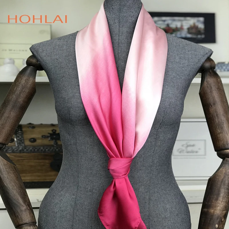 

Long Satin Silk Scarf Winter Ladies Gradient Green Scarf Shawl Top Grade Brand Scarves Simple Plain Head Scarf 90cm*90cm