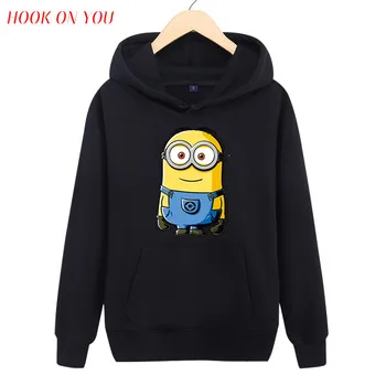 2017 New Arrival Minions Sweatshirt Mens Long Sleeve Cute Minions Print Fleece Casual Man Clothes Pullover Hoodie 6 Colors Tops