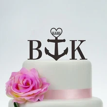 Индивидуальные инициалы свадебный торт Топпер, якорь торт Топпер с датой, персонализированные торт Топпер, Свадебный уникальный Топпер украшения