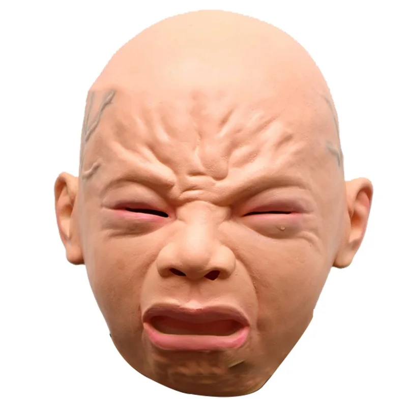 halloween cry mask latex kid expression joke full face masquerade
