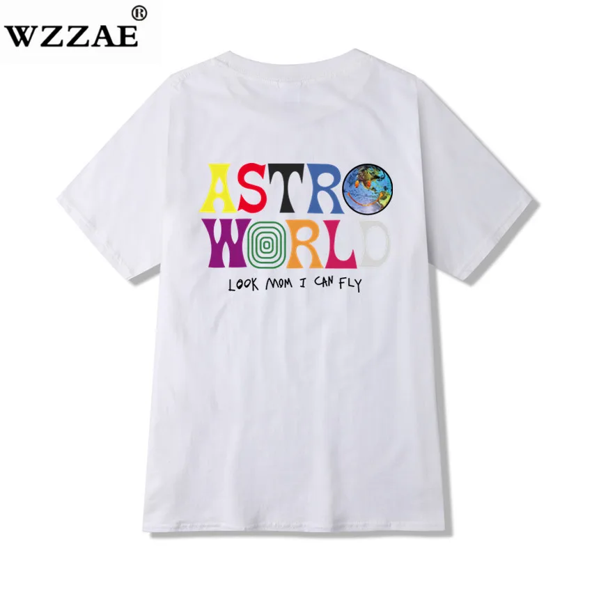 

2019 Brand New Fashion Hip Hop T Shirt Men Women Travis Scotts ASTROWORLD Print Logo Couple Lovers Harajuku T-Shirts