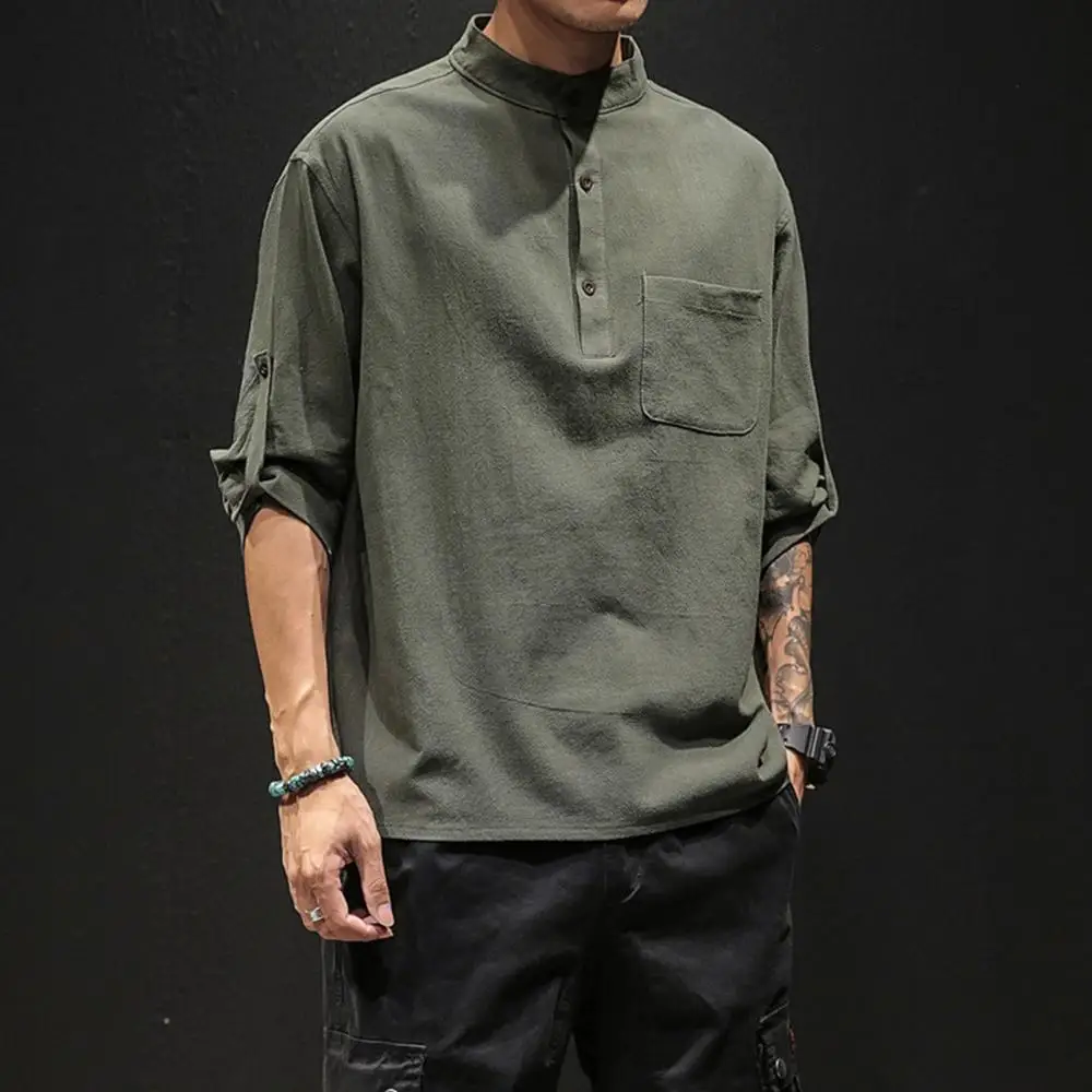 

Summer Men's Casual Shirt Blouse New Style Fashion Pure Short Sleeves Comfortable Pocket Blouse Top Outdoor Harajuku Shirts