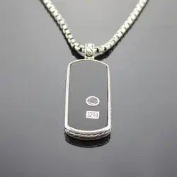 Solid 925 пробы серебряные ювелирные изделия для мужчин черный оникс Dog Tag цепочки и ожерелья дизайн jewelry мужской кулон ожерелье День отца