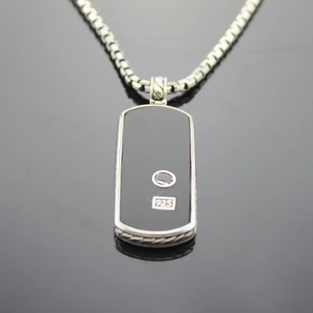 mens sterling silver dog tag necklace
