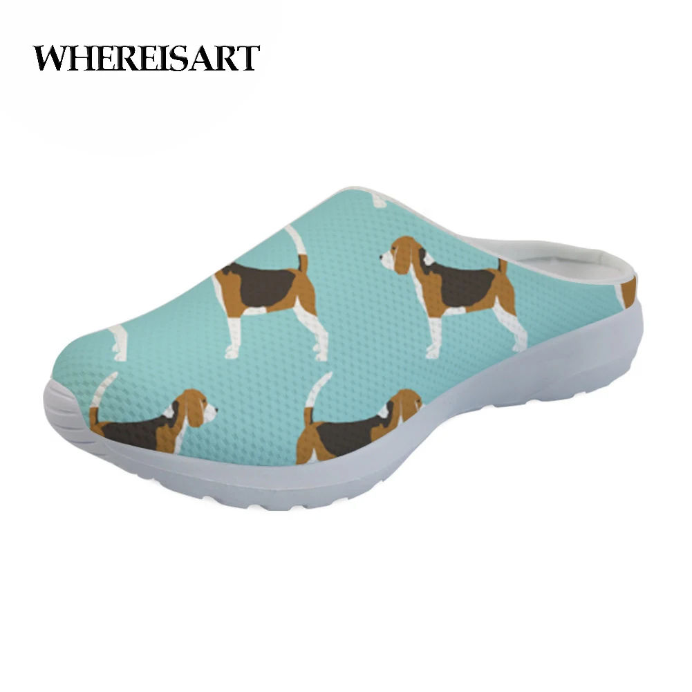 

WHEREISART Women Sandals Beagles Pet Dog Printed Casual Summer Shoes Female Flat Sandals Indoor Outdoor Beach Shoes Woman 2019