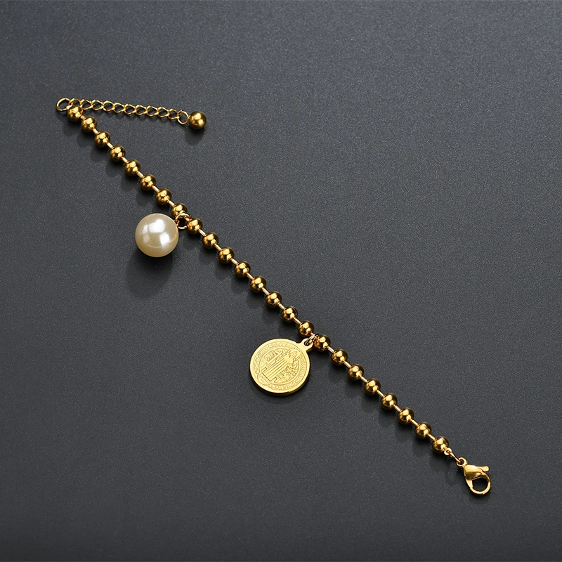 Letdiffery, религиозные браслеты с искусственным жемчугом Иисуса святого, золотые бусины, регулируемый браслет-цепочка для женщин, христианские ювелирные изделия